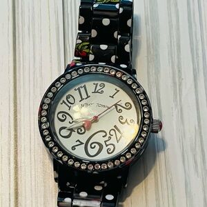 Betsey Johnson Black and White Polka Dot Watch